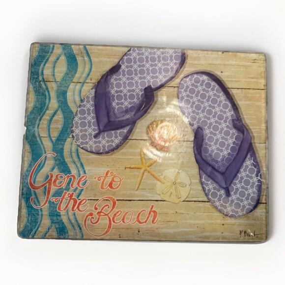 LS Arts Cheese Cutting Board Paul Brent Gone to the Beach - Picture 1 of 6